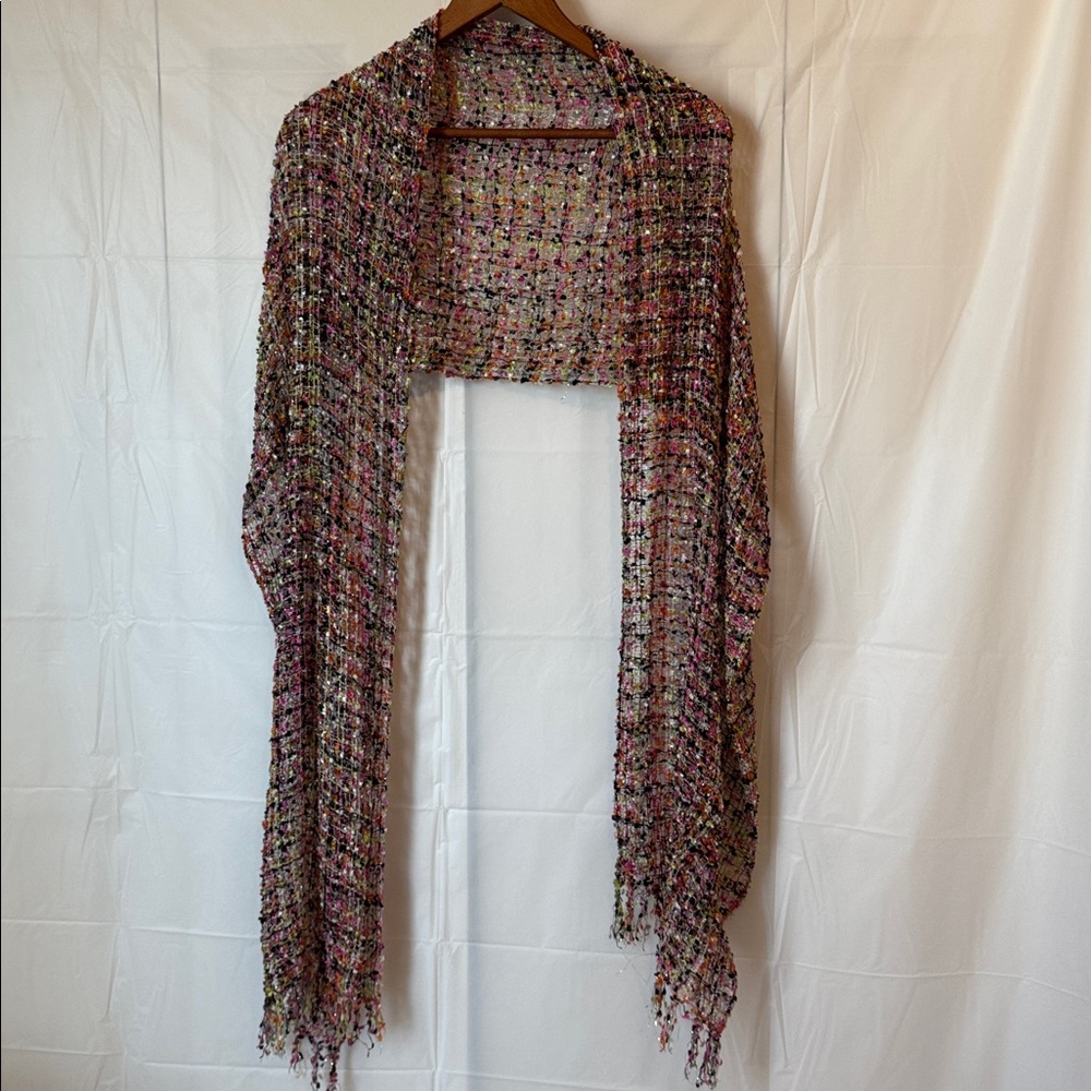 Pink Brown Green Fancy Ribbon Scarf Confetti Classic Accessory Multi colored - Picture 4 of 15